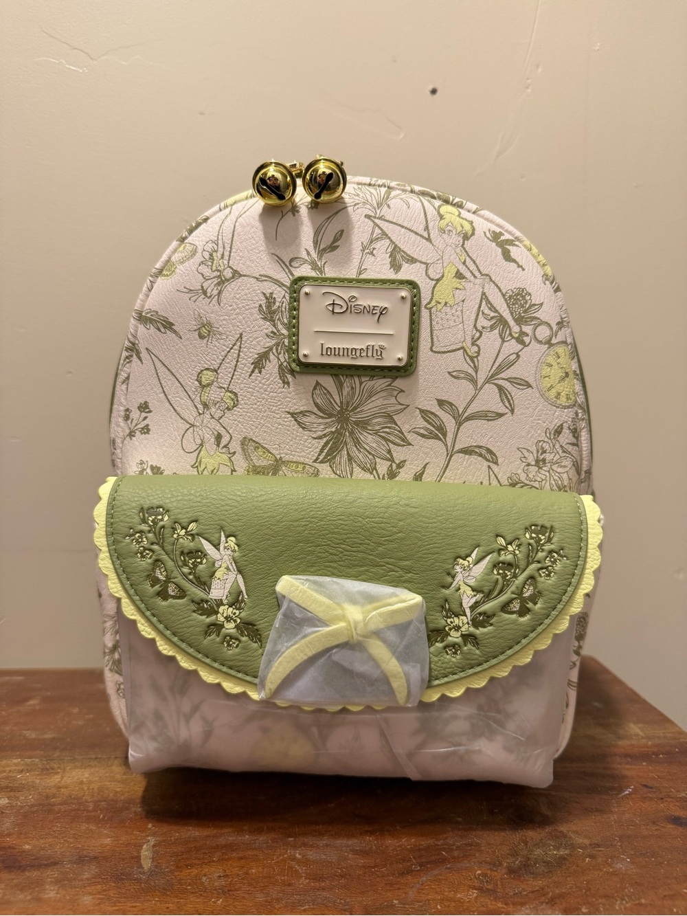 Loungefly Green & Cream Tinker Bell Floral Mini Backpack